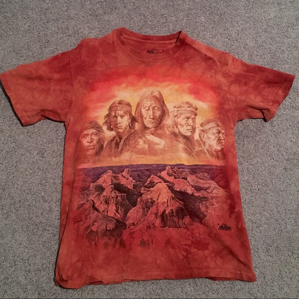 Native American sunset tie dye mountain hippie tee